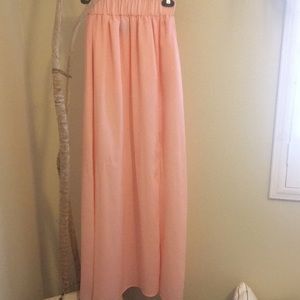 Light pink maxi skirt with thigh high slit